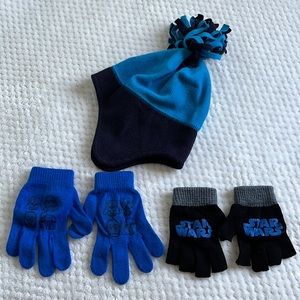 Children’s Place Fleece Hat (Small) and 2 Pairs of Star Wars Gloves